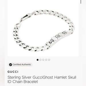 Gucci Sterling Silver GucciGhost Skull ID Chain Bracelet
